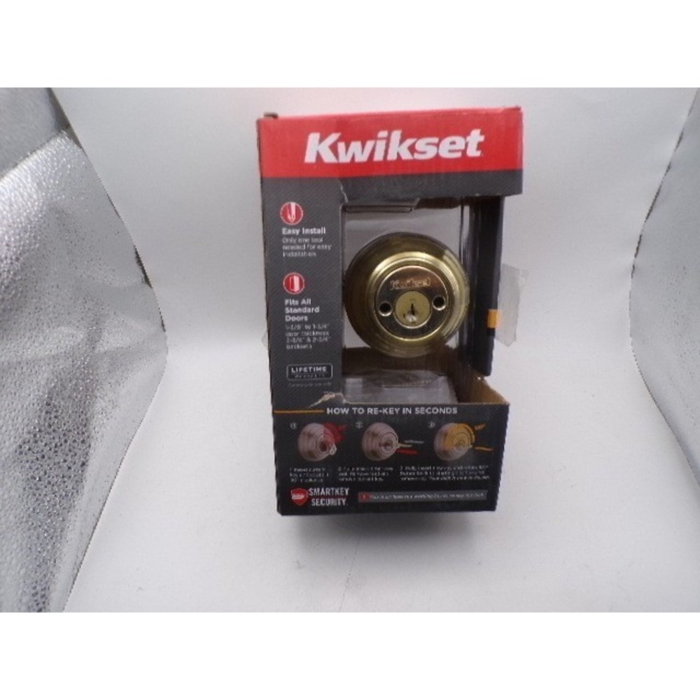 Kwikset SmartKey Double‎ Cylinder Deadbolt Polished Brass Microban Security Lock